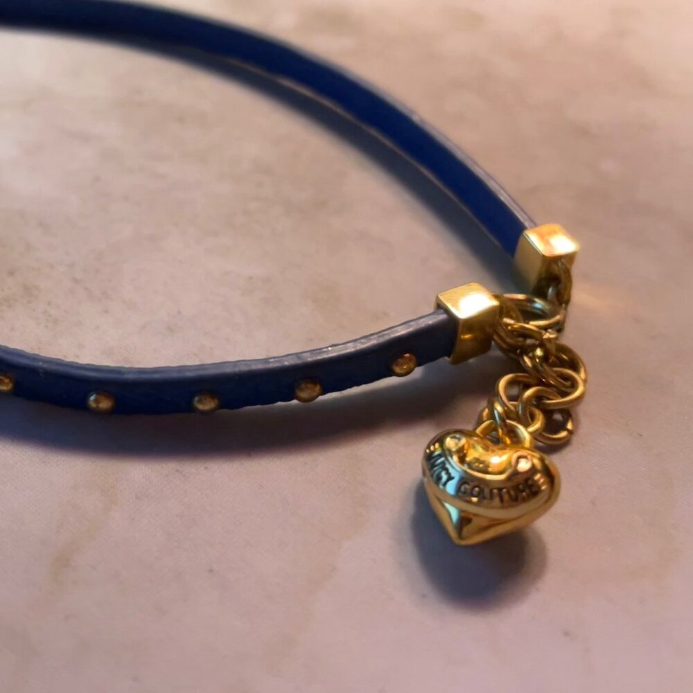 NEW Juicy Couture Leather Stud Blue Bracelet